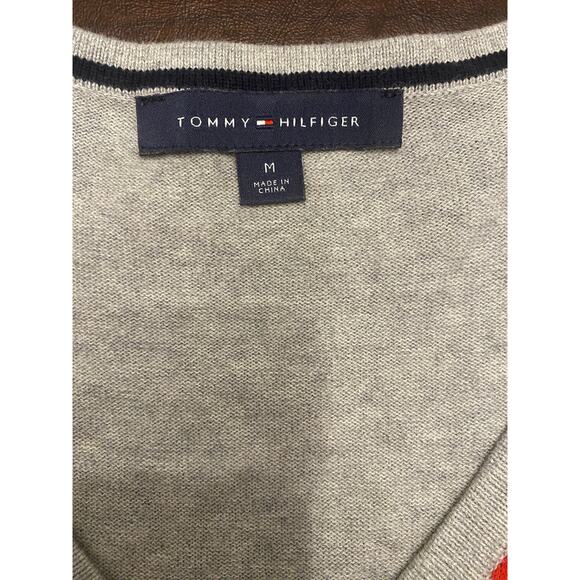 Tommy Hilfiger‎ Gray Argyle V-Neck Sweater Women's Med Preppy Academia Layering - Picture 7 of 8